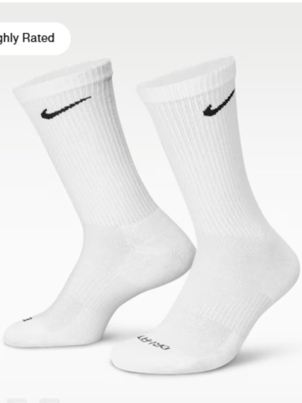 Nike Everyday Plus Cushioned Training Crew Dri-Fit Socks (White)
